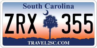 SC license plate ZRX355