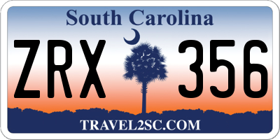 SC license plate ZRX356