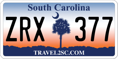 SC license plate ZRX377