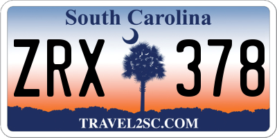 SC license plate ZRX378