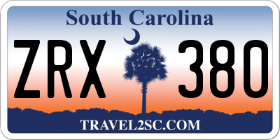 SC license plate ZRX380