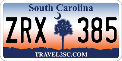 SC license plate ZRX385