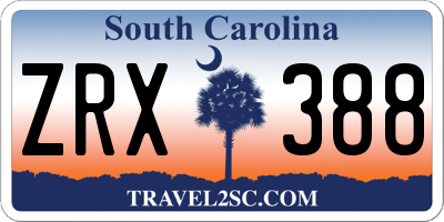 SC license plate ZRX388