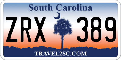 SC license plate ZRX389