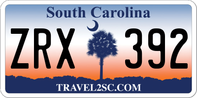 SC license plate ZRX392