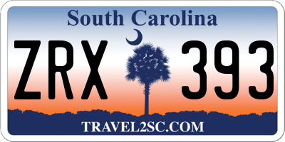 SC license plate ZRX393