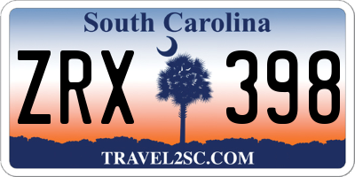 SC license plate ZRX398