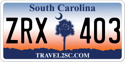 SC license plate ZRX403