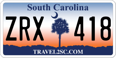 SC license plate ZRX418