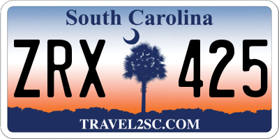 SC license plate ZRX425