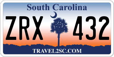 SC license plate ZRX432