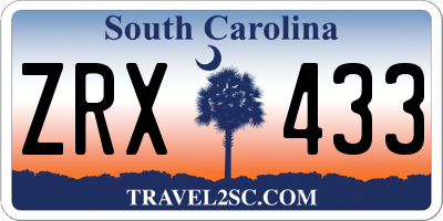 SC license plate ZRX433