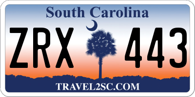 SC license plate ZRX443