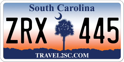SC license plate ZRX445