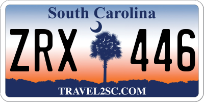 SC license plate ZRX446