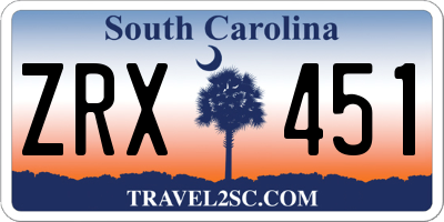 SC license plate ZRX451