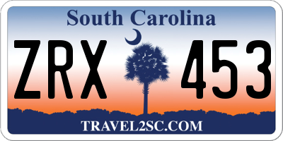 SC license plate ZRX453