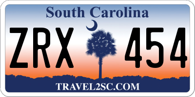 SC license plate ZRX454