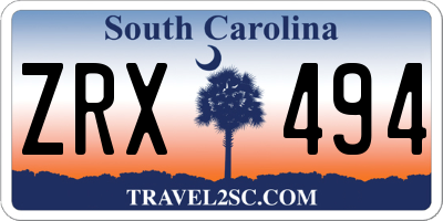 SC license plate ZRX494