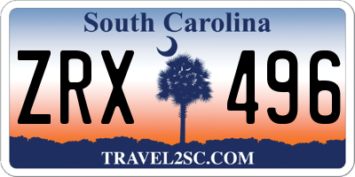 SC license plate ZRX496