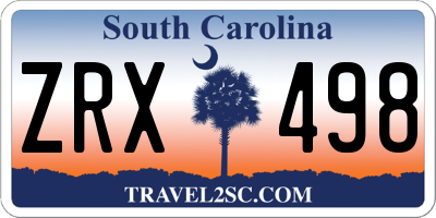 SC license plate ZRX498