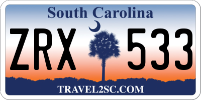SC license plate ZRX533