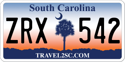 SC license plate ZRX542