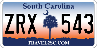 SC license plate ZRX543