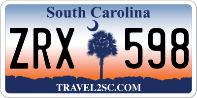 SC license plate ZRX598