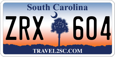 SC license plate ZRX604