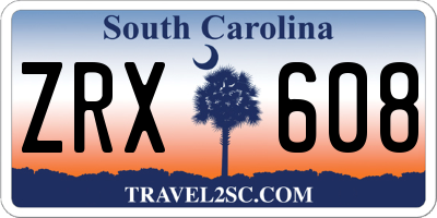 SC license plate ZRX608
