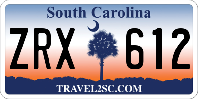 SC license plate ZRX612