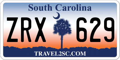 SC license plate ZRX629