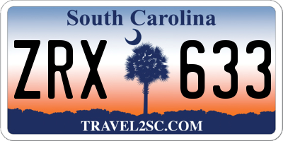 SC license plate ZRX633