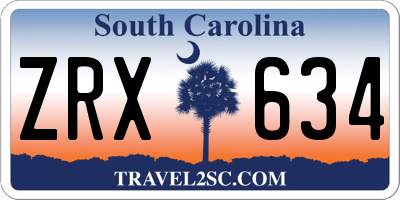 SC license plate ZRX634