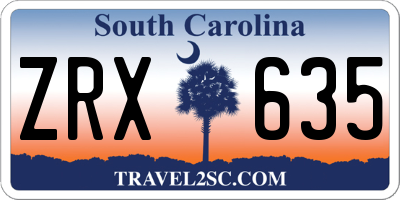 SC license plate ZRX635