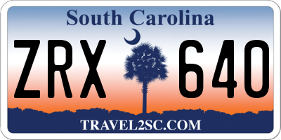 SC license plate ZRX640