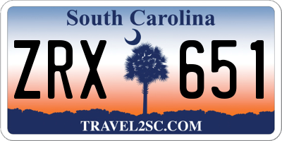 SC license plate ZRX651