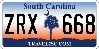 SC license plate ZRX668