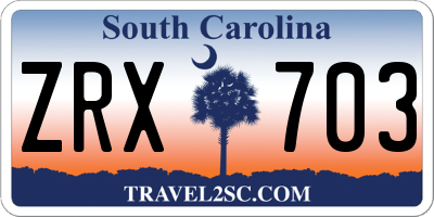 SC license plate ZRX703