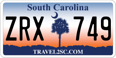 SC license plate ZRX749