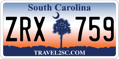 SC license plate ZRX759