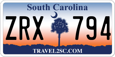 SC license plate ZRX794