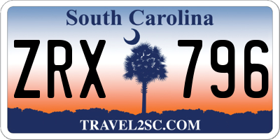 SC license plate ZRX796