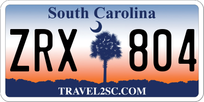 SC license plate ZRX804