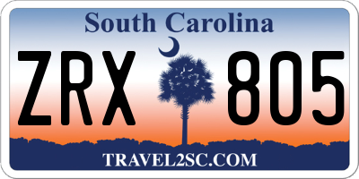 SC license plate ZRX805