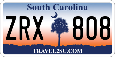 SC license plate ZRX808