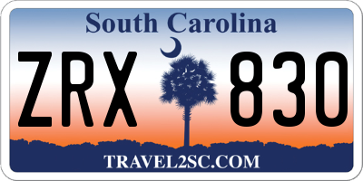 SC license plate ZRX830