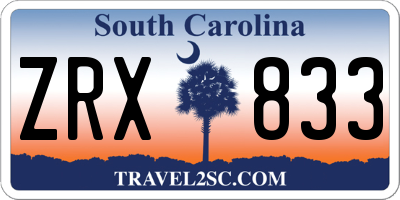 SC license plate ZRX833