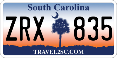SC license plate ZRX835
